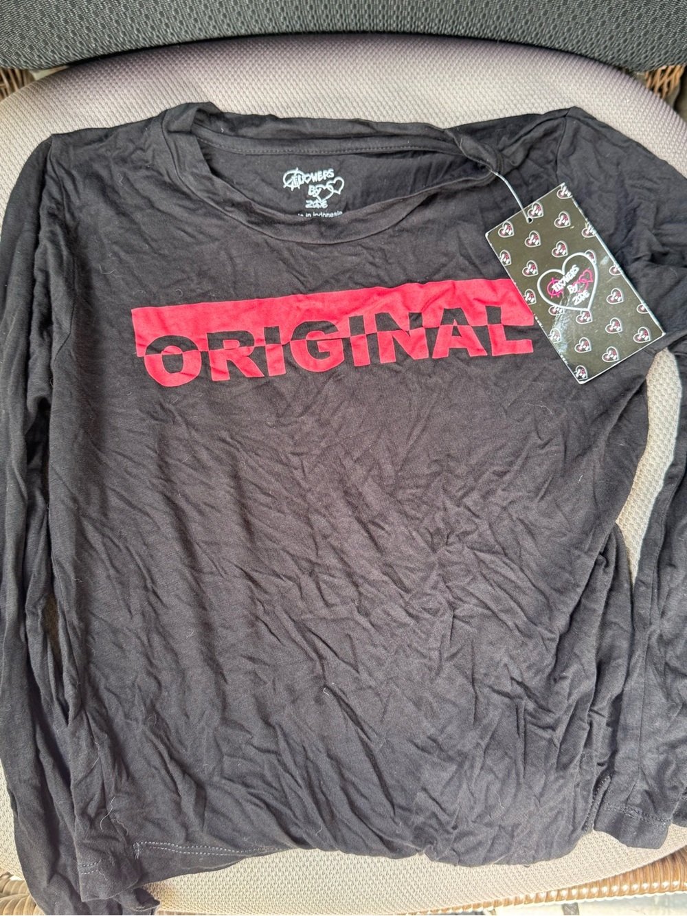 Flowers by Zoe Black Long Sleeve Tee with Red ORIGINAL Graphic